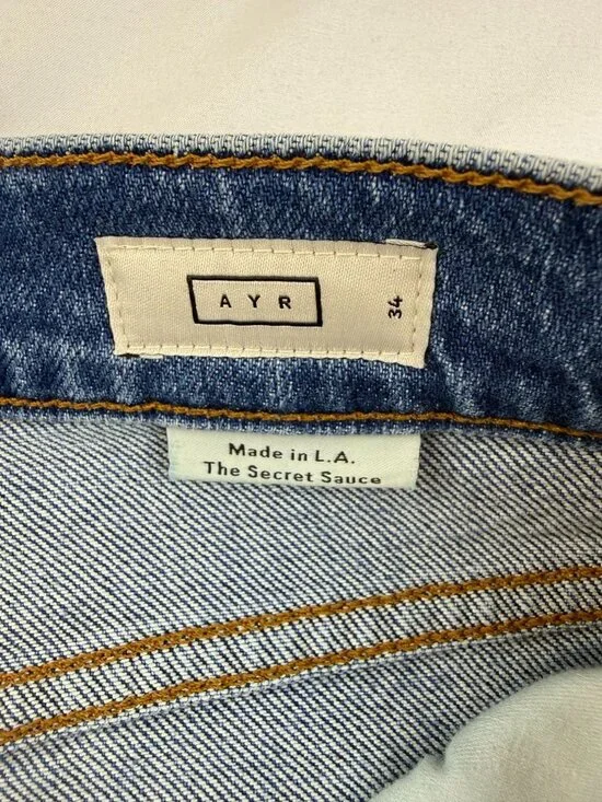 AYR The Secret Sauce Jeans Womens Size 34 Blue High Rise Straight Leg USA Made - Picture 5 of 11